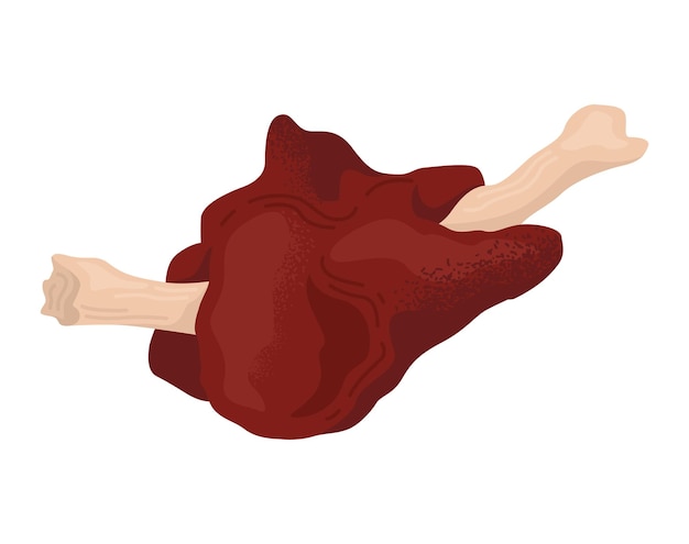 Concepto carne hueso barbacoa carne de res cocida fuego bien hecho BBQ alimentos vector plano