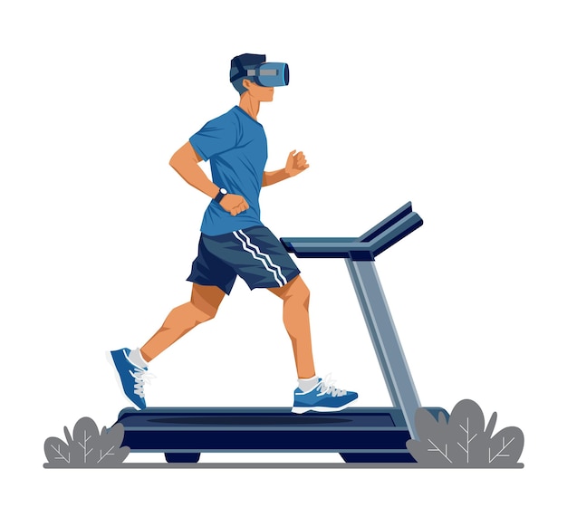 Concepto de carrera virtual con cinta de correr
