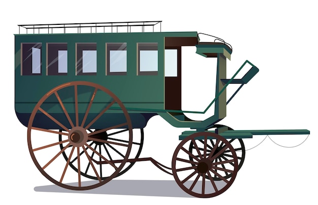 Vector concepto de carruaje de cuento de hadas de vector libre con ruedas viejas y transporte antiguo