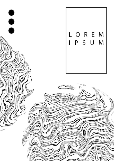 Concepto de cartel en blanco y negro Lugar para texto y presentaciones Líneas curvas y formas geométricas Tipografía y folleto Elemento gráfico para sitio web Ilustración de vector plano de dibujos animados