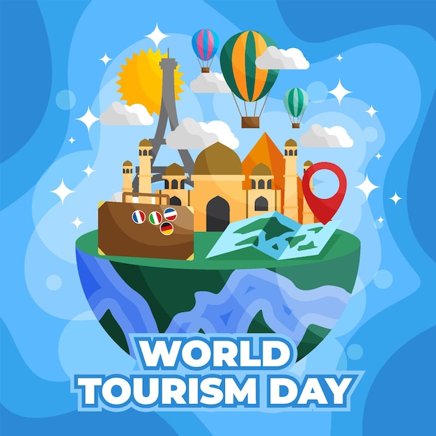 Concepto del cartel del Día Mundial del Turismo