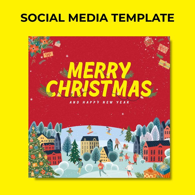 Concepto de cartel de feliz navidad con fondo dibujado a mano
