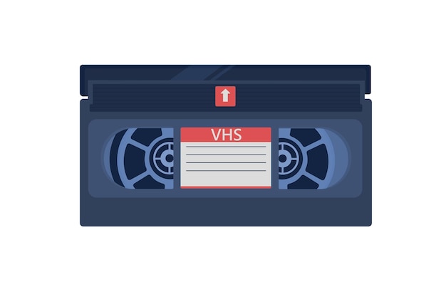 Concepto de casete de audio Equipo para escuchar canciones y listas de reproducción favoritas Etiqueta retro para redes sociales y mensajeros Ilustración de vector plano de dibujos animados aislado sobre fondo blanco