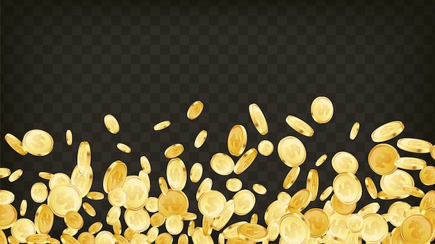 El concepto de casino o ganar el premio mayor El fondo de las monedas saltando