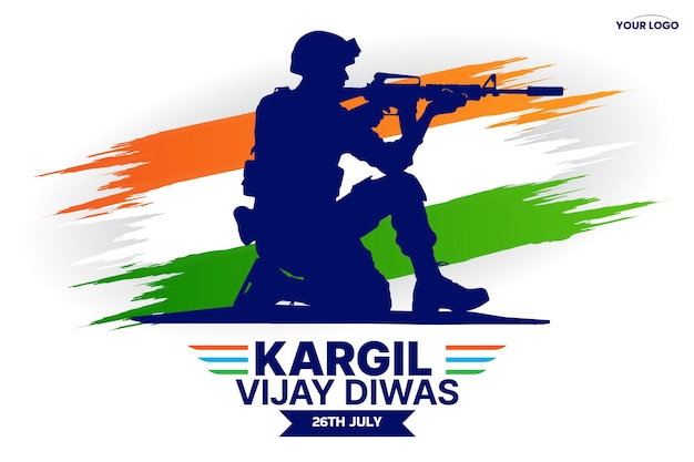 El concepto de la celebración de Kargil Vijay Diwas, el cartel de la pancarta, el post de felicitación y la ilustración vectorial