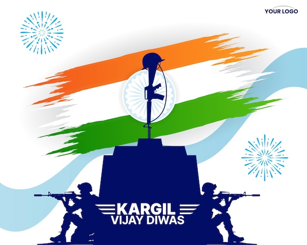 El concepto de la celebración de Kargil Vijay Diwas, el cartel de la pancarta, el post de felicitación y la ilustración vectorial