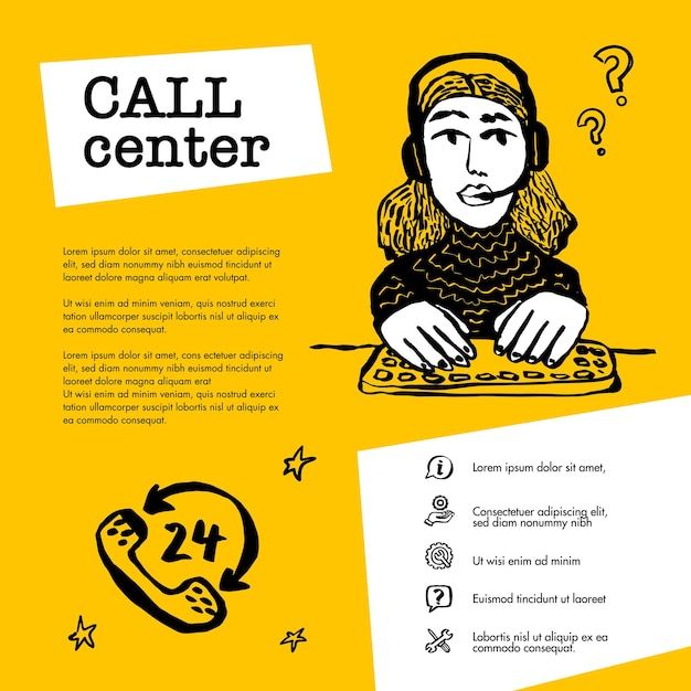 Concepto de centro de llamadas Chat de servicio al cliente Banner web con personaje femenino con auricular