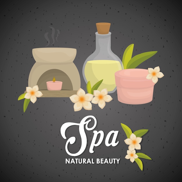 Concepto de centro de Spa representado por icono de vela y aceite