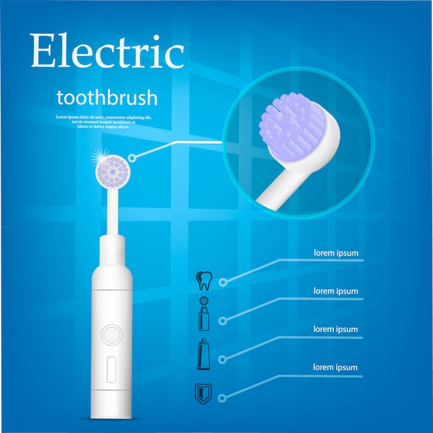 Vector concepto de cepillo de dientes eléctrico, estilo realista.