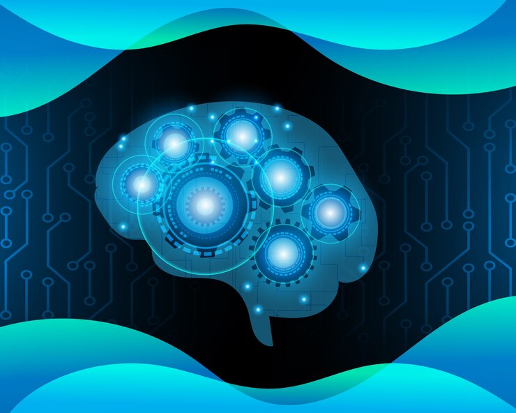 Vector concepto de cerebro robot ai.