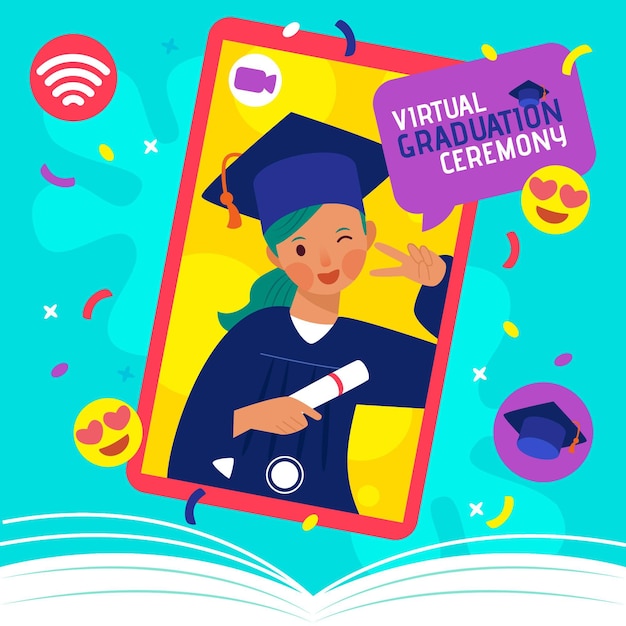 Concepto de ceremonia de graduación virtual