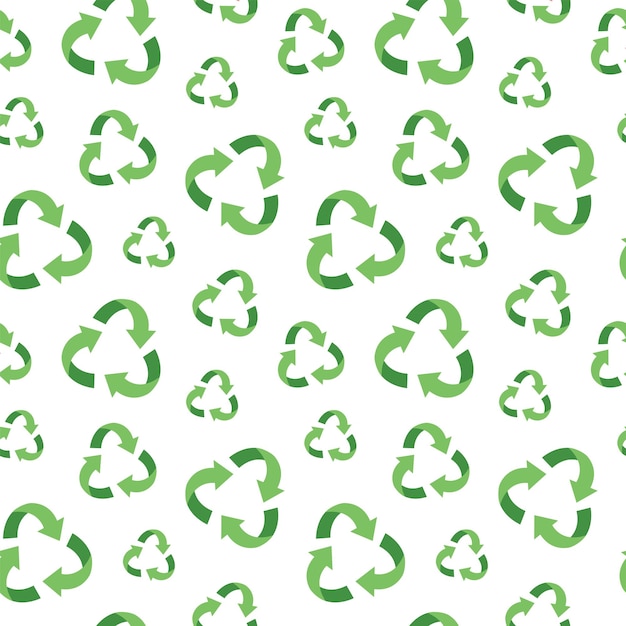 Concepto de cero residuos de patrones sin fisuras con el logotipo de reciclaje de residuos Concepto ecológico Ilustración vectorial en estilo de dibujos animados