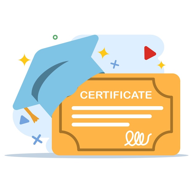 concepto de certificado de graduación o diploma educativo para el éxito de aprendizaje del estudiante
