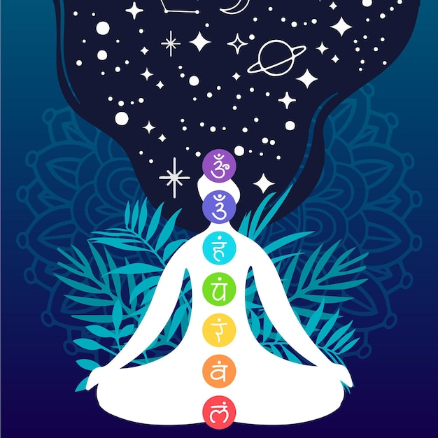 Concepto de chakras con símbolos