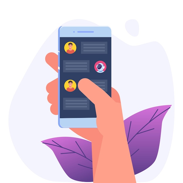 Concepto de chatbot. Hombre hablando con robot. Servicio de atención al cliente android, diálogo de inteligencia artificial.