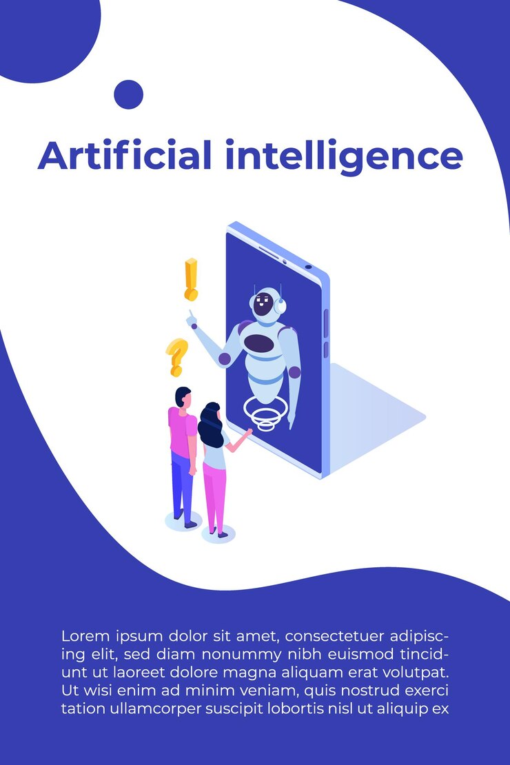 Vector concepto de chatbot. hombre hablando con robot. servicio de atención al cliente android, diálogo de inteligencia artificial.