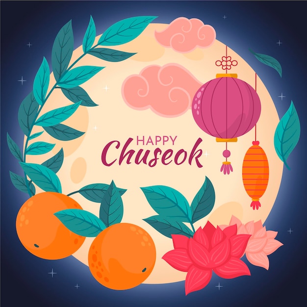 Vector concepto de chuseok dibujado a mano