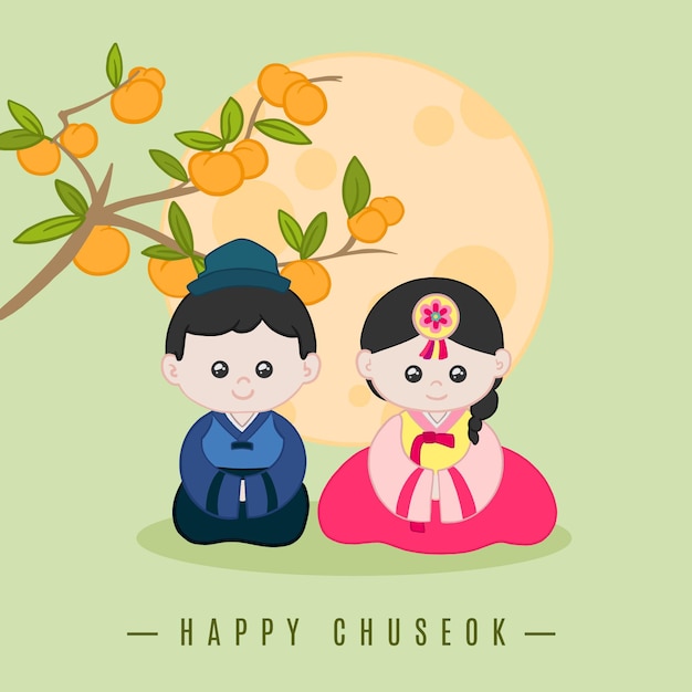 Vector concepto de chuseok dibujado a mano