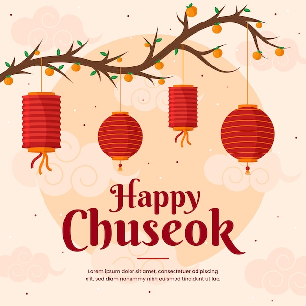 Concepto de Chuseok en diseño plano