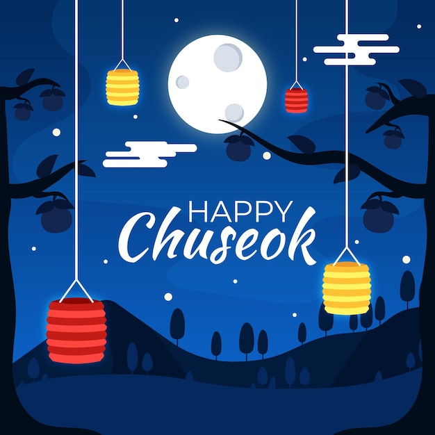 Concepto de Chuseok en diseño plano
