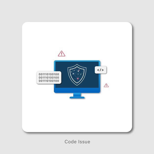 Concepto de ciberseguridad o icono de emisión del código