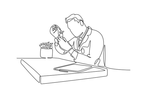 Concepto científico Diseño de dibujo de línea única Ilustración gráfica vectorial