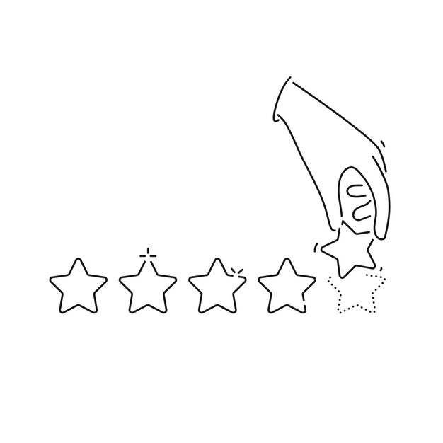 Concepto de cinco estrellas de retroalimentación mejor calificación crítica positiva del cliente ilustración vectorial