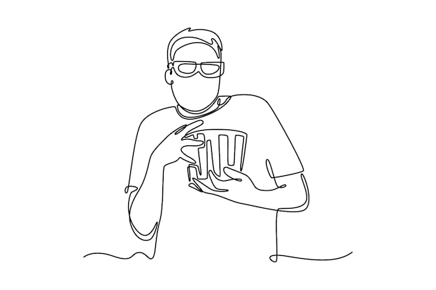 Concepto de cine Diseño de dibujo de línea única Ilustración gráfica vectorial