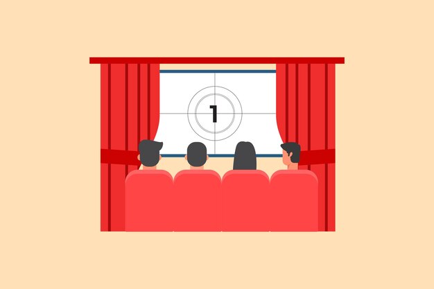 Concepto de cine Ilustración vectorial plana de colores aislada