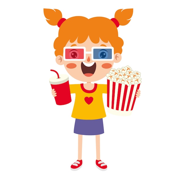 Concepto de cine con personaje de dibujos animados