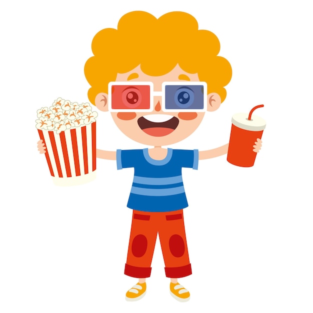 Concepto de cine con personaje de dibujos animados