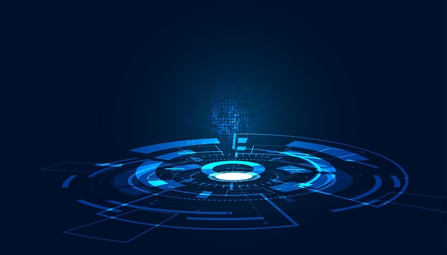 Concepto de circuito digital de círculo abstracto Conexión de red de círculo de luz Fondo digital azul Futurista moderno