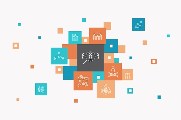 Concepto de círculo de infografía de emprendimiento. Elementos de la interfaz de usuario inteligente Inversor, asociación, liderazgo, formación de equipos