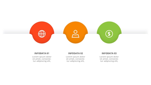 Concepto de círculo para infografía con opciones de 3 pasos partes o procesos visualización de datos comerciales