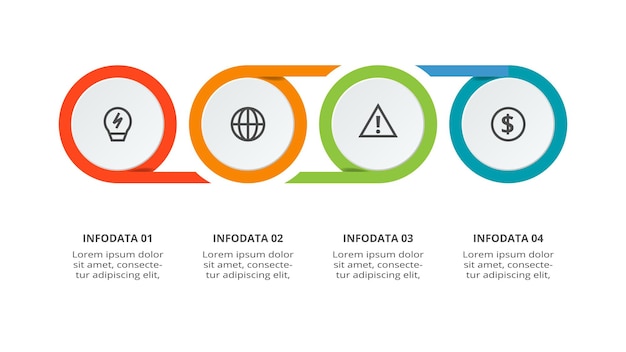 Concepto de círculo para infografía con opciones de 4 pasos partes o procesos Visualización de datos comerciales