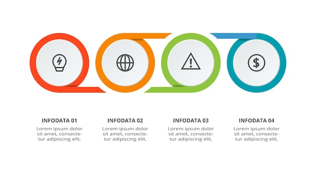 Concepto de círculo para infografía con opciones de 4 pasos partes o procesos visualización de datos comerciales