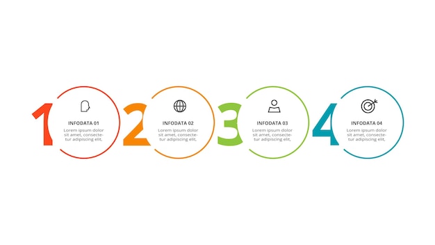 Concepto de círculo para infografía con opciones de 4 pasos partes o procesos Visualización de datos comerciales