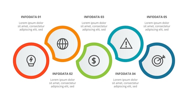Concepto de círculo para infografía con opciones de 5 pasos partes o procesos visualización de datos comerciales