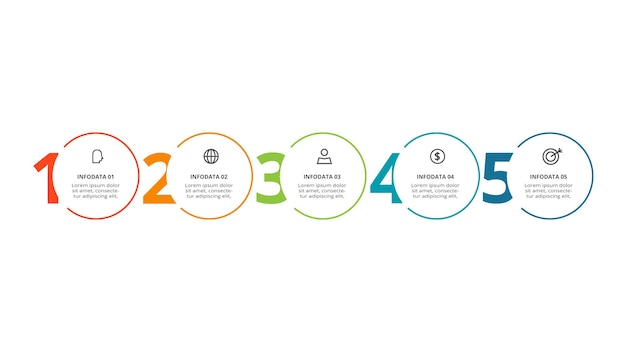 Concepto de círculo para infografía con opciones de 5 pasos partes o procesos Visualización de datos comerciales