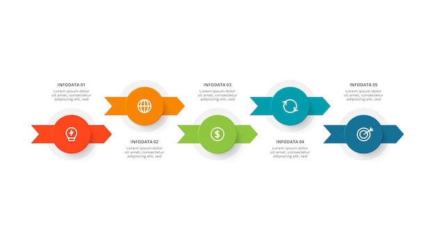 Concepto de círculo para infografía con opciones de 5 pasos partes o procesos Visualización de datos comerciales