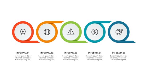 Concepto de círculo para infografía con opciones de 5 pasos partes o procesos Visualización de datos comerciales