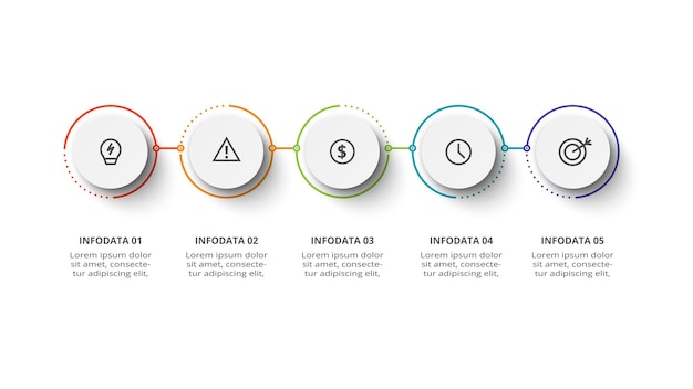 Concepto de círculo para infografía con opciones de 5 pasos partes o procesos Visualización de datos comerciales