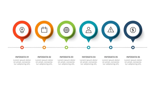 Concepto de círculo para infografía con opciones de 6 pasos partes o procesos Visualización de datos comerciales