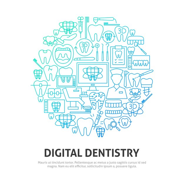 Concepto de círculo de odontología digital