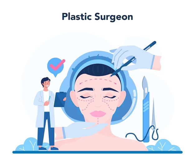 Vector concepto de cirujano plástico. idea de corrección corporal y facial.