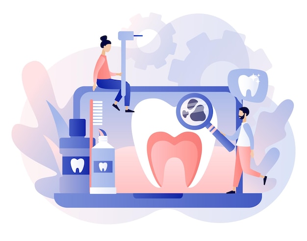 Vector concepto de clínica dental centro médico de estomatología y ortodoncia cuidado dental tratamiento dental