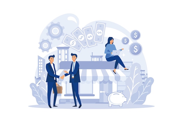 Concepto de cobro Personal bancario profesional en uniforme a prueba de balas Diseño de ilustración vectorial plana