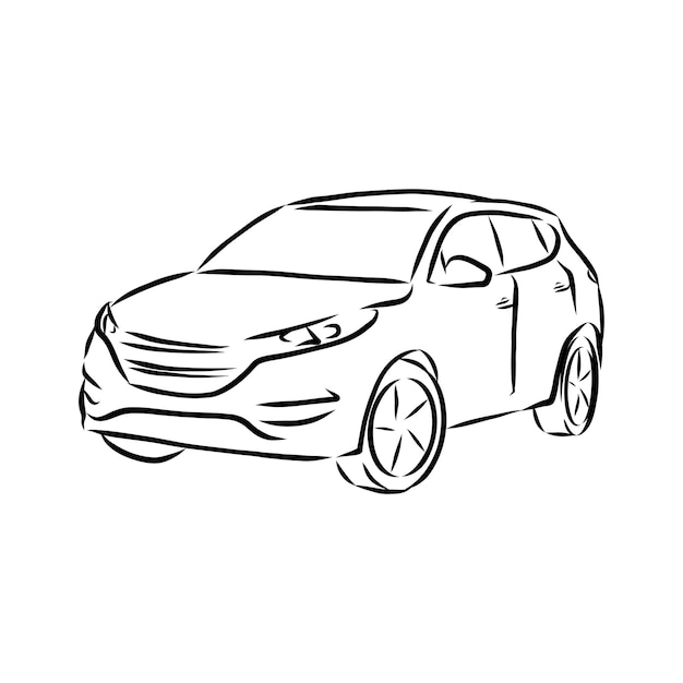 Concepto de coche. Dibujo de coche Vector dibujado a mano. Autodesign. Dibujo de automóvil.