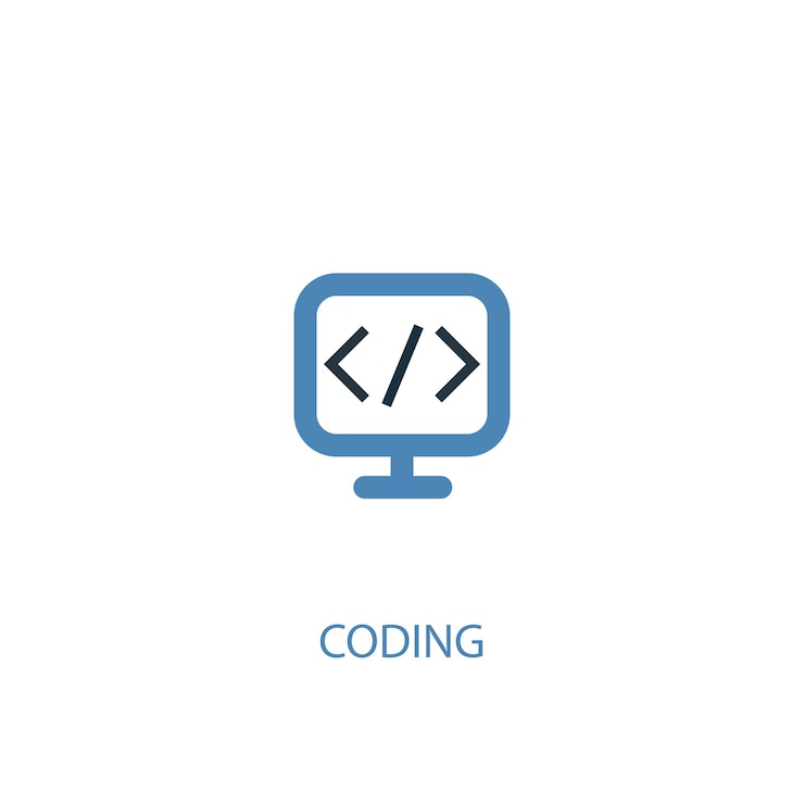 Vector concepto de codificación 2 icono de color. ilustración simple elemento azul. diseño de símbolo de concepto de codificación. se puede utilizar para ui / ux web y móvil