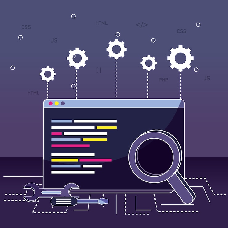 Vector concepto de codificación del programa